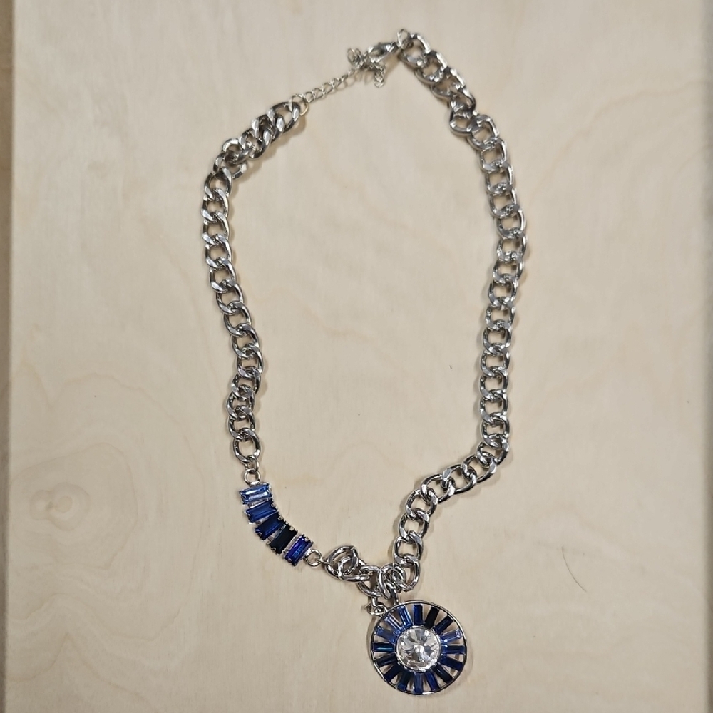 Elegant Silver and Blue Necklace